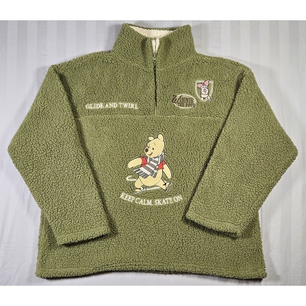 Disney Winnie The Pooh Womens Sherpa Long Sleeve Piglet Ice Skate Sweater